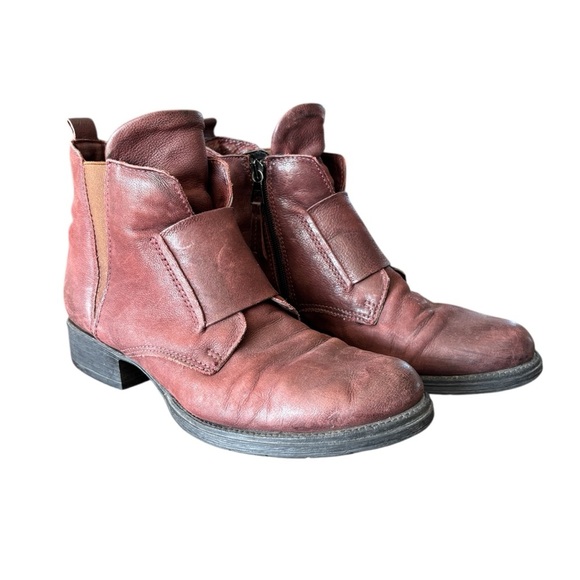 MJUS Leather Ankle Boots In The Color Merlot Size 40 - Picture 1 of 8
